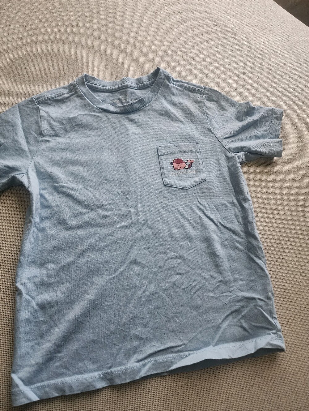 Vineyard Vines Light Blue Pocket Tee with Whale Patch
